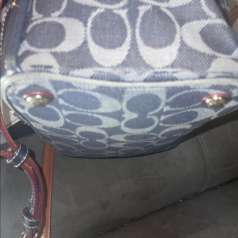 Coach Mickie Satchel  Signature C Denim and Leather Trim GUC - Picture 9 of 16